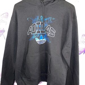 adidas Black Hoodie with Blue Outline Graphic